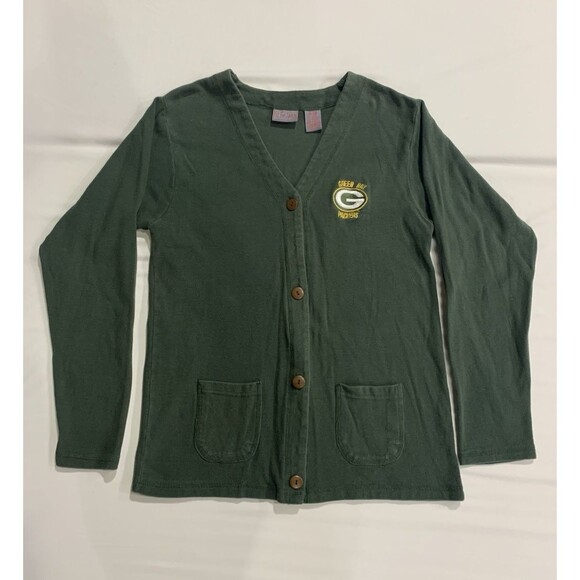 Green Bay Packers Women's Button Up Cardigan With Pockets Green XL P2 - Picture 2 of 7